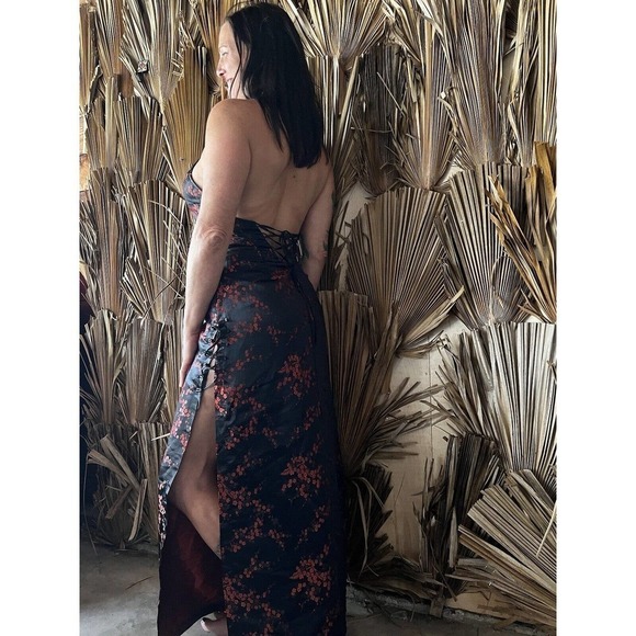 Lace Up Dress Maxi Netting Goth Size Medium Vintage Y2K Vampire - Picture 5 of 11